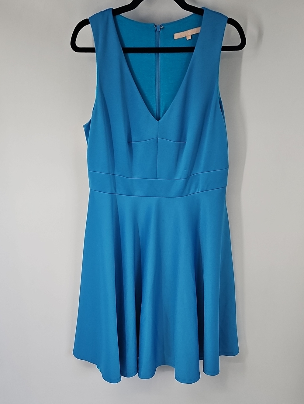 Hutch Dainty Fit &Flare Peacock Blue Sleeveless Dress Side Pockets 50s Throwback